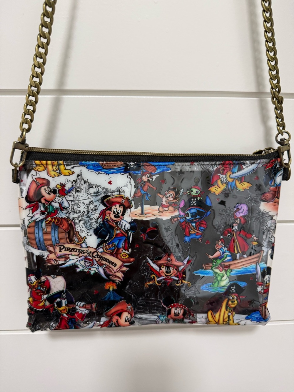 Pirate Mickey Mouse & Friends Clear front crossbody bag with bronze chain Cruise